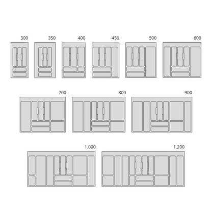 Emuca Cubertero para cajón de cocina, módulo 700 mm, Plástico, Gris