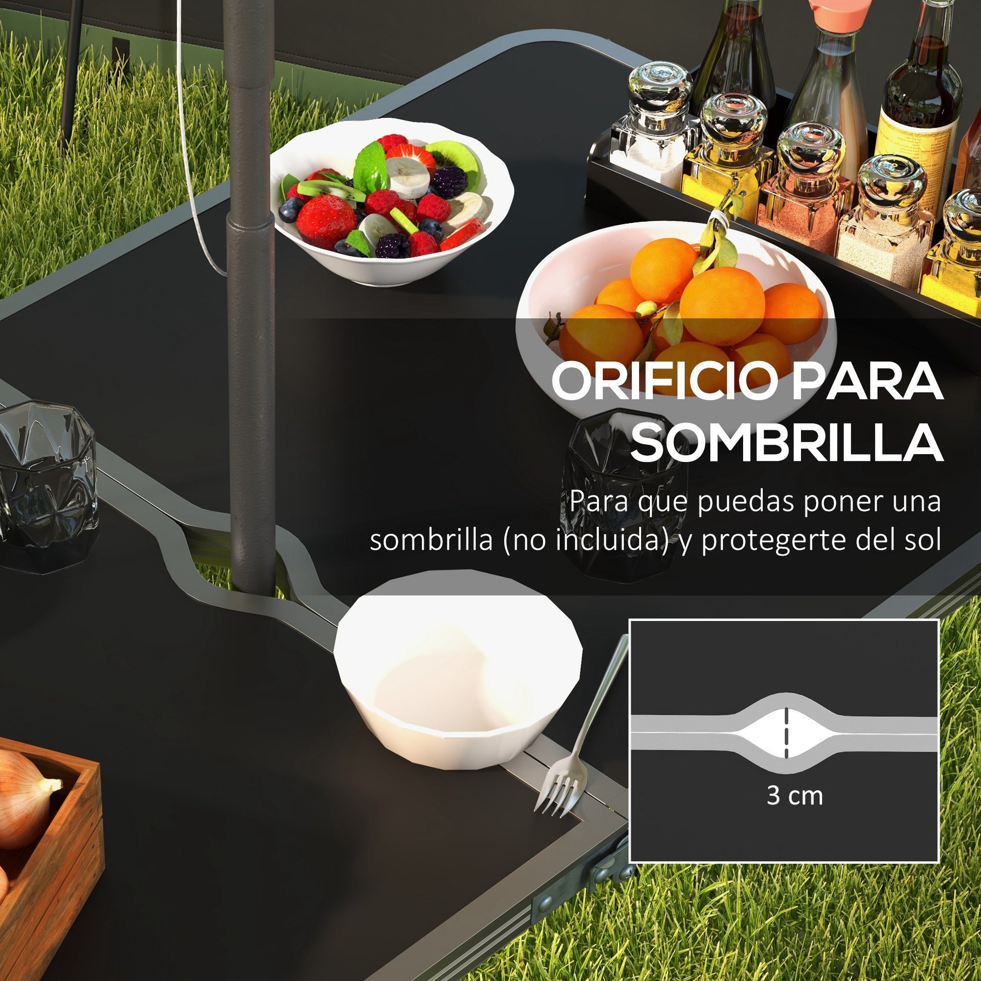 Outsunny Mesa Para Camping Plegable Con Sillas De 5 Piezas Negro_5