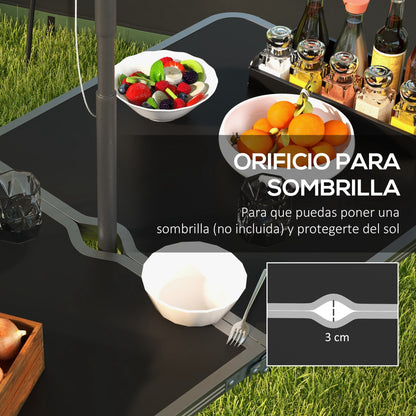 Outsunny Mesa Para Camping Plegable Con Sillas De 5 Piezas Negro_5