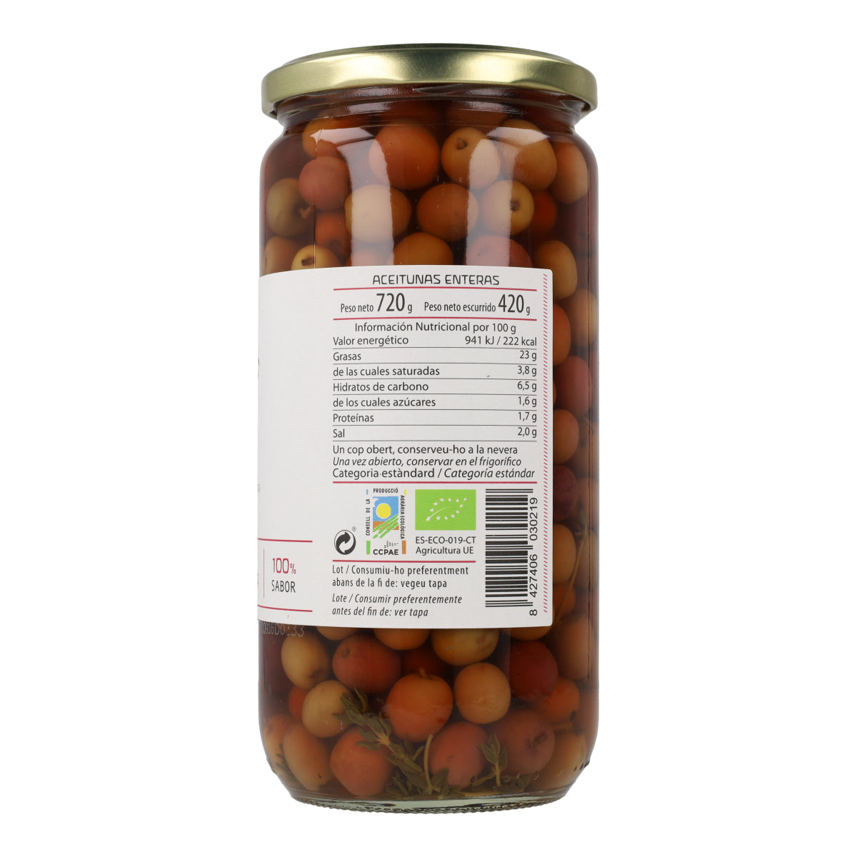 Aceitunas Arbequina ECO Cal Valls 720 g