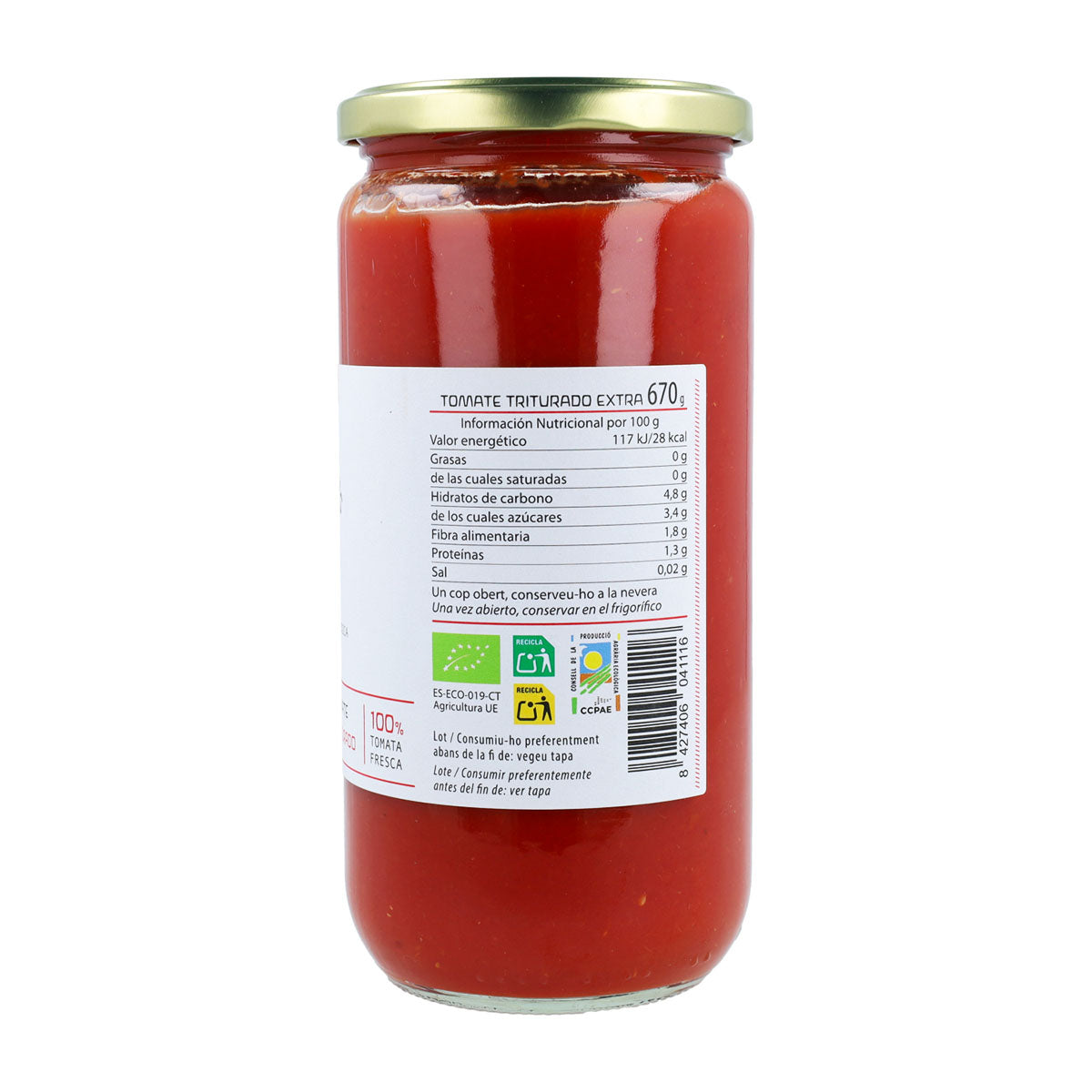 Tomate triturado ECO Cal Valls, 670 g