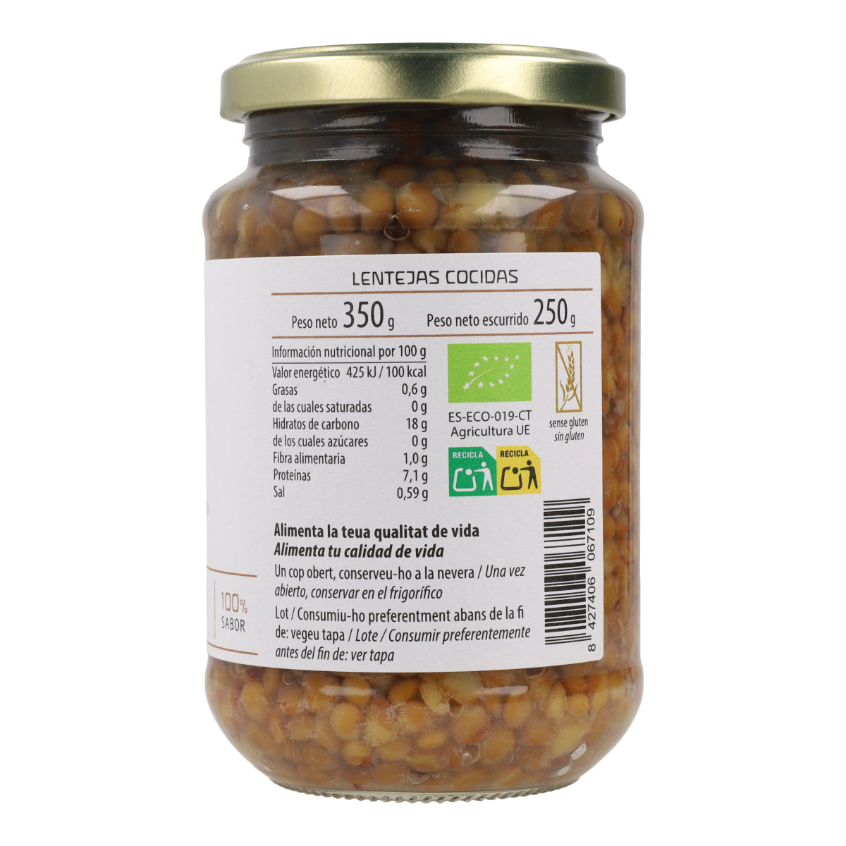 Lentejas cocidas ECO Cal Valls 250 g