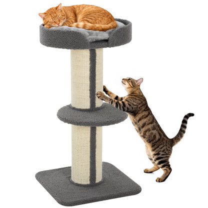 Pawhut Árbol Rascador Para Gatos Altura 91 Cm De 3 Niveles 45x45x91cm Gris_0