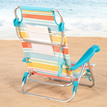 Aktive Pack 2 Sillas De Playa Plegables Rayas Multicolor 7 Posiciones, Estructura De Aluminio Y Cojín_4