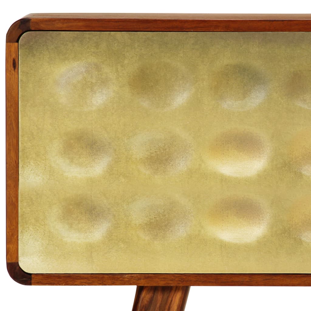 Aparador De Madera Maciza De Sheesham Y Dorados 90x30x77 Cm_3