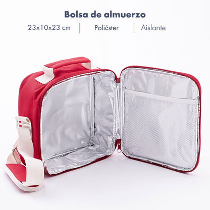 Bolsa De Almuerzo 23x10x23cm En Poliester Color Rojo El Ganso