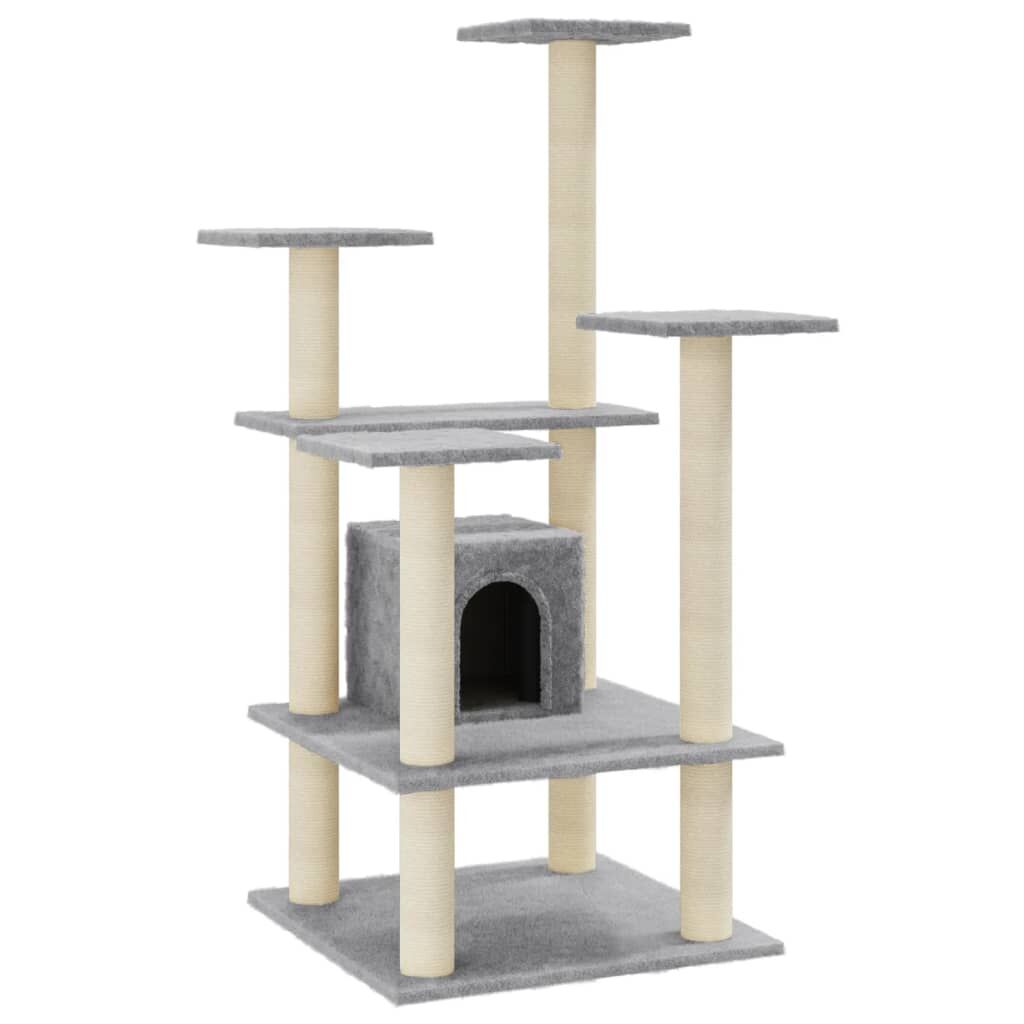 Vidaxl Rascador Para Gatos Con Postes De Sisal Gris Claro 110 Cm_0