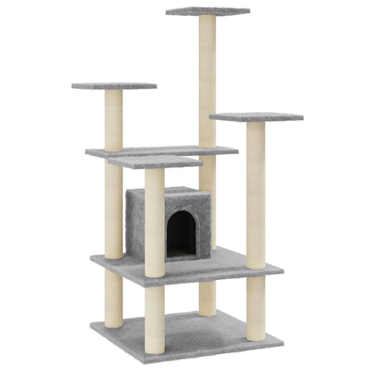 Vidaxl Rascador Para Gatos Con Postes De Sisal Gris Claro 110 Cm_0