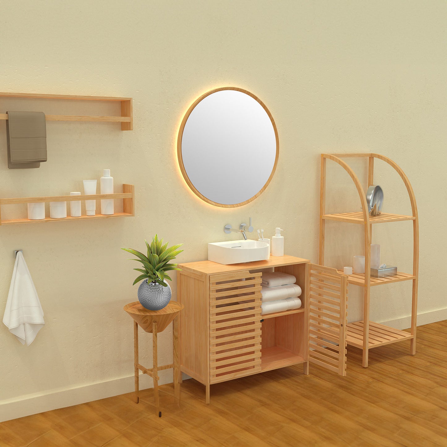 Estante Modular De Bambú Con 1 Nivel 50x10x14cm 7house_2