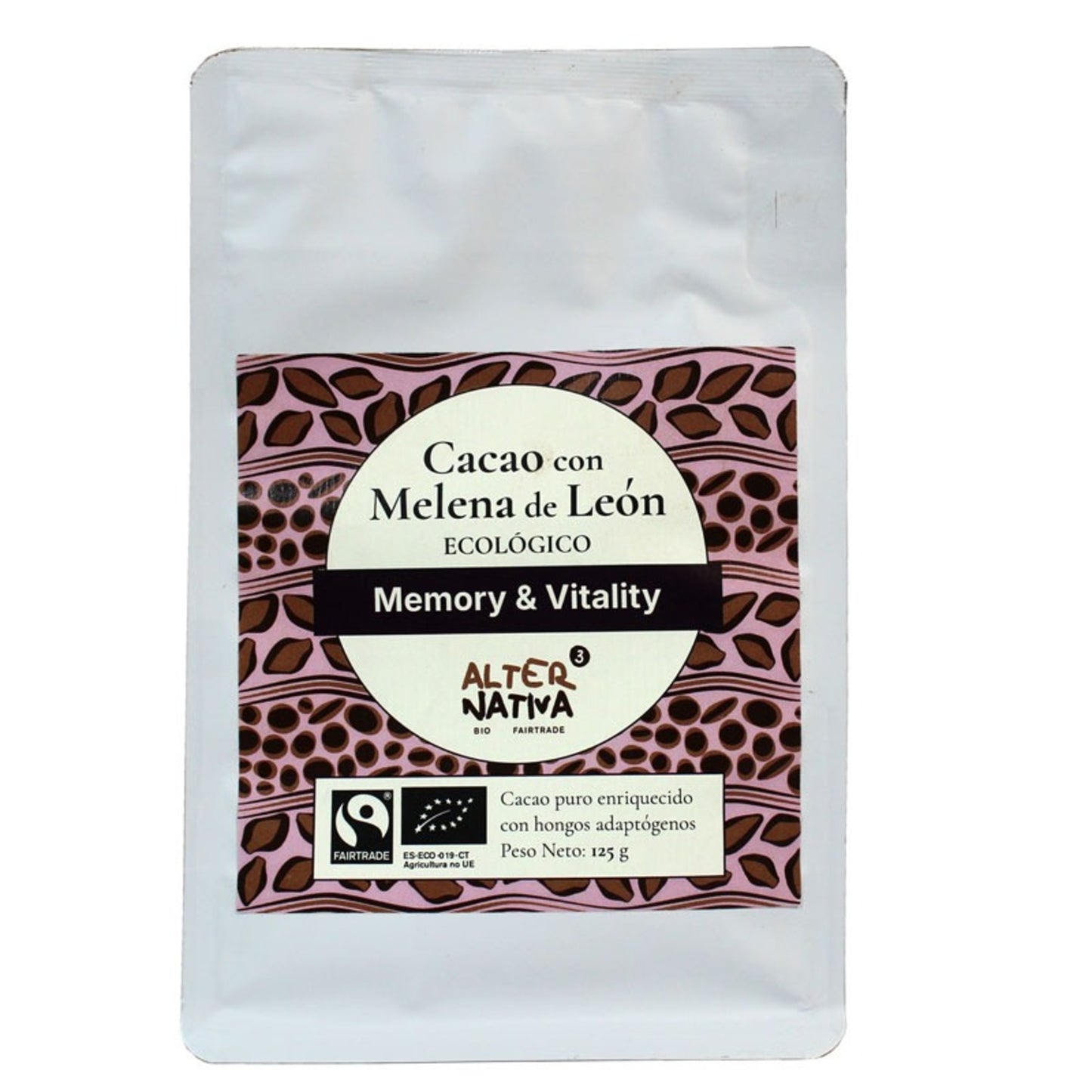 Cacao con Melena de León 90% Puro BIO vegano, sin gluten y sin azúcares añadidos Alternativa3 125 g