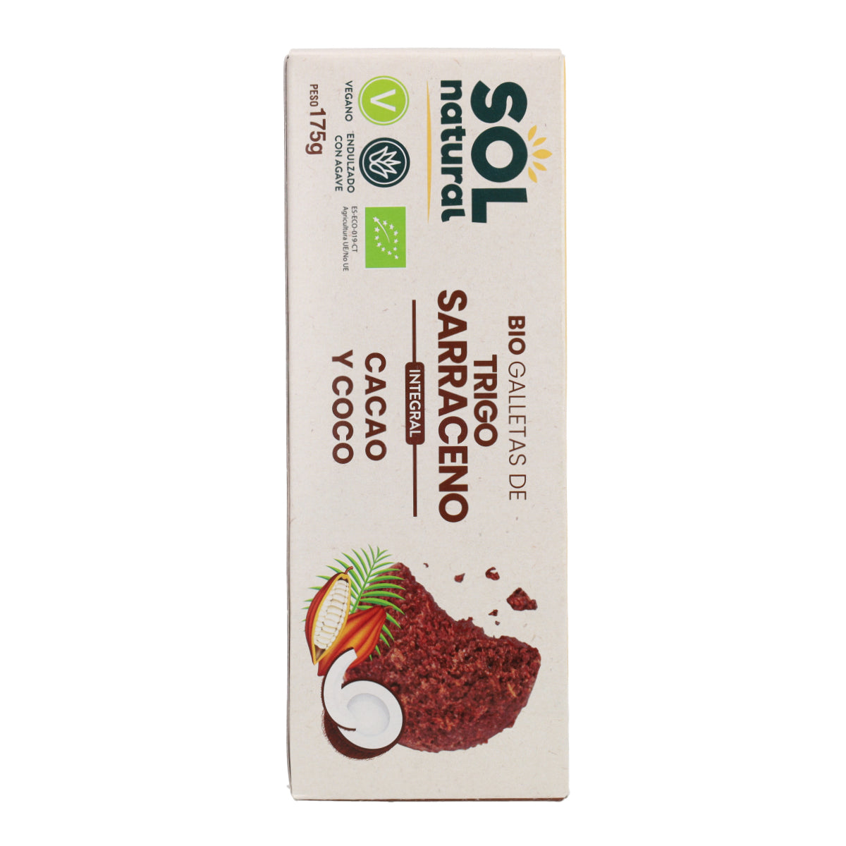 Galletas de trigo sarraceno integral con cacao y coco bio Sol Natural 175 g