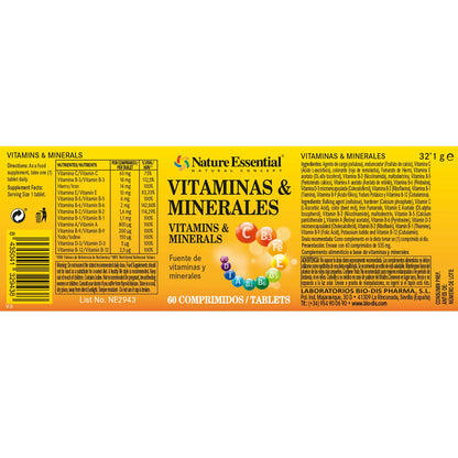 Vitaminas y Minerales 600 mg Nature Essential 60 comprimidos