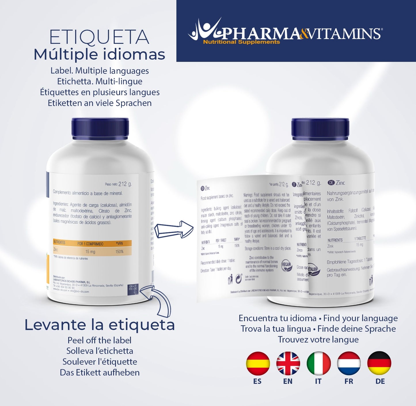 Zinc 15 mg Pharma & Vitamins 400 comprimidos