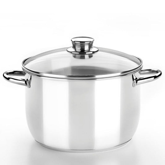 Olla 24CM Acero Inoxidable Sin Antiadherente Tapa Cristal Optima Monix