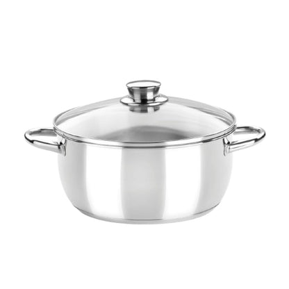 Cacerola 20CM Acero Inoxidable Sin Antiadherente Tapa Cristal Optima Monix