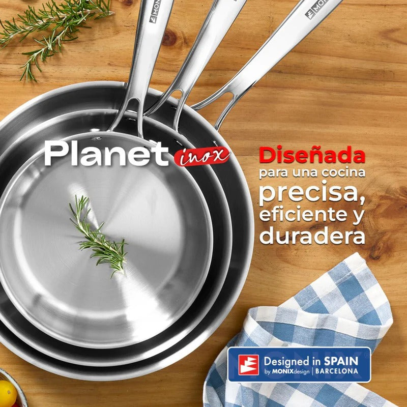 Sartén 28CM PlanetInox Acero Inoxidable Tri-ply 3 Capas Monix