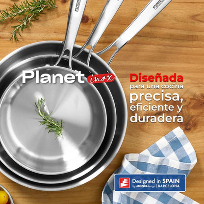 Sartén 28CM PlanetInox Acero Inoxidable Tri-ply 3 Capas Monix