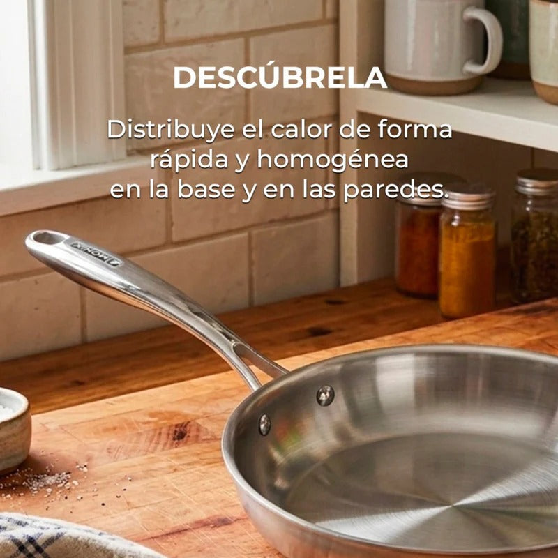 Sartén 24CM PlanetInox Acero Inoxidable Tri-ply 3 Capas Monix