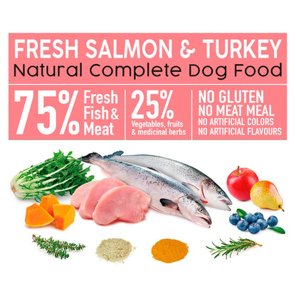 Alimento semihúmedo para perros Fresh Salmon & Turkey Arquivet 10 Kg