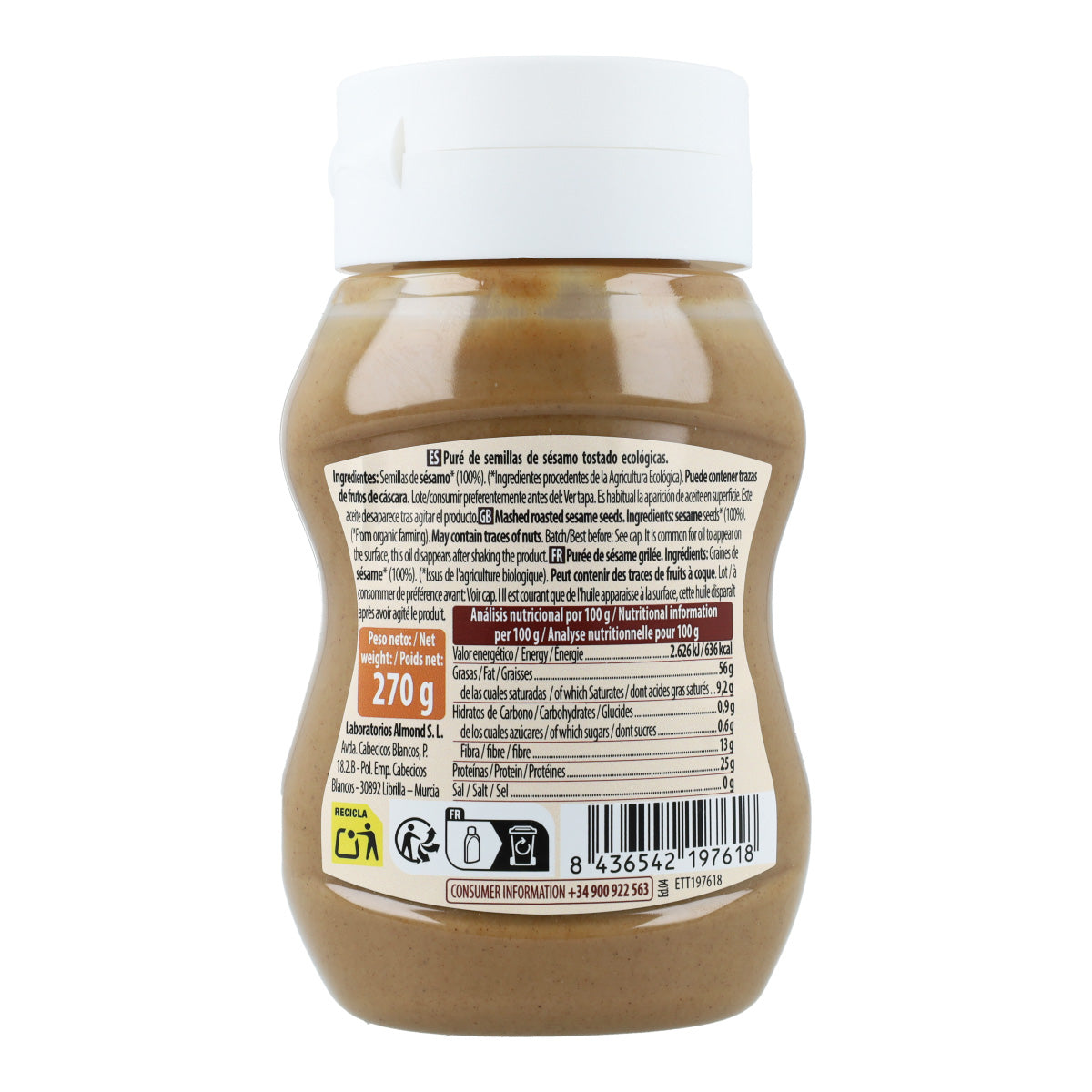 Tahíni Suave Integral Antigoteo Bio NaturGreen 270 g