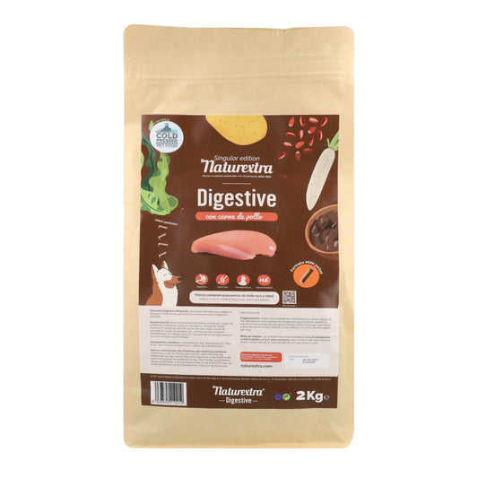 Pienso prensado en frío en Pellets Mini Digestive para perros con pollo 2 kg NaturExtra