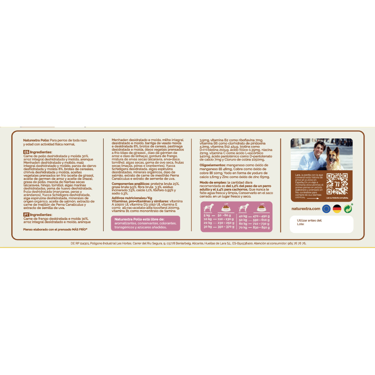 Pienso prensado en frío en Pellets para perros con pollo y arenque 5 kg NaturExtra