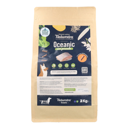 Pienso prensado en frío en Pellets Mini Oceanic para perros con pescado blanco 2 kg NaturExtra