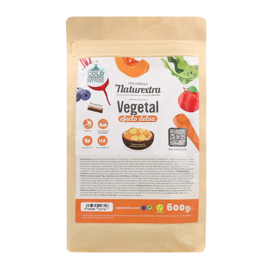Pienso prensado en frío en Pellets Vegetal Detox para perros 600 g NaturExtra