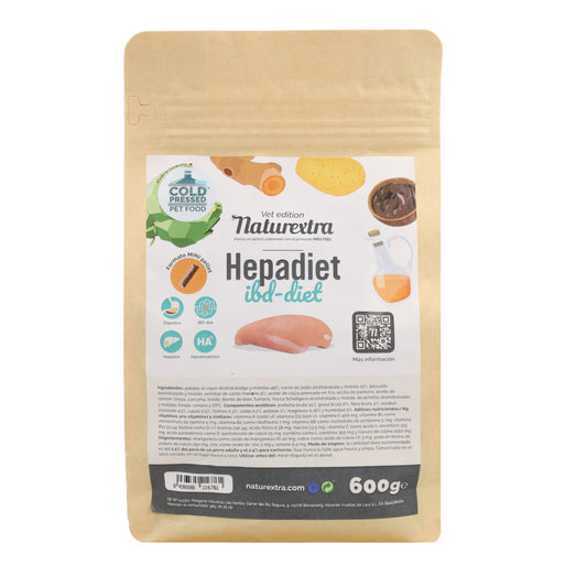 Pienso prensado en frío en Pellets Mini Hepadiet para perros con pollo 600 g NaturExtra