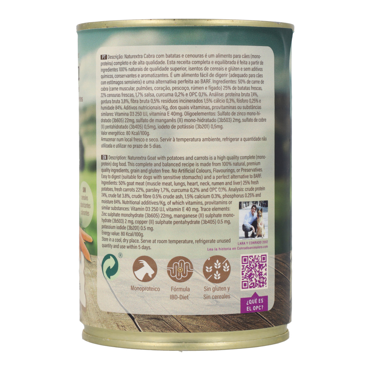 Comida húmeda para perros sabor cabra 400 g NaturExtra