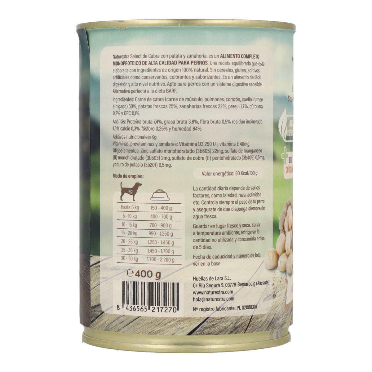 Comida húmeda para perros sabor cabra 400 g NaturExtra