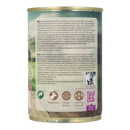 Comida húmeda para perros sabor ciervo 400 g NaturExtra
