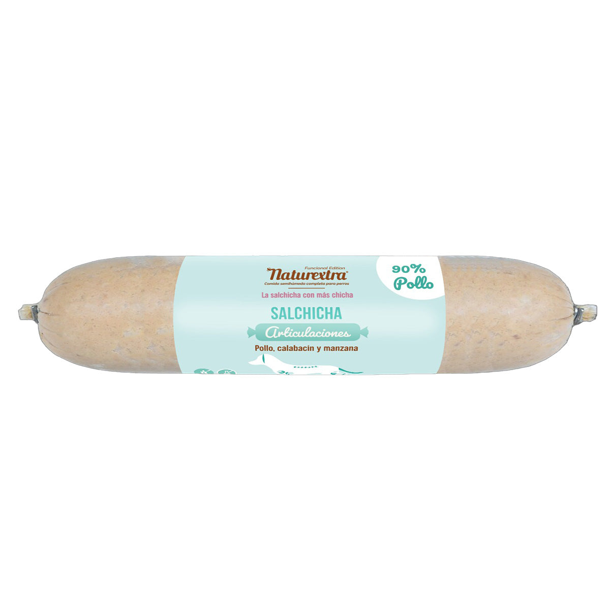 Salchicha funcional para perros para las articulaciones con pollo, calabacín y manzana 500 g NaturExtra