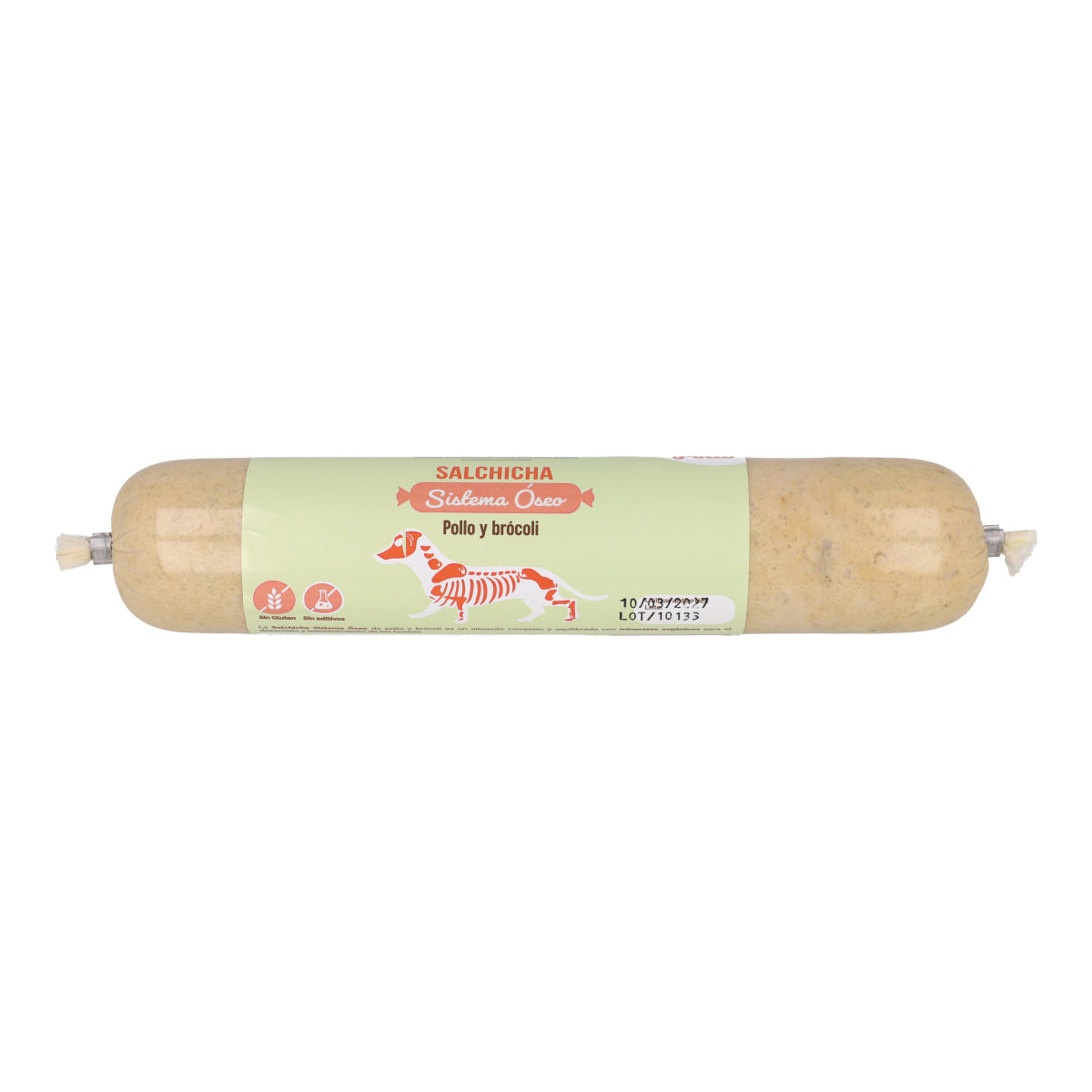 Salchicha funcional para perros para el sistema óseo con pollo y brócoli 250 g NaturExtra