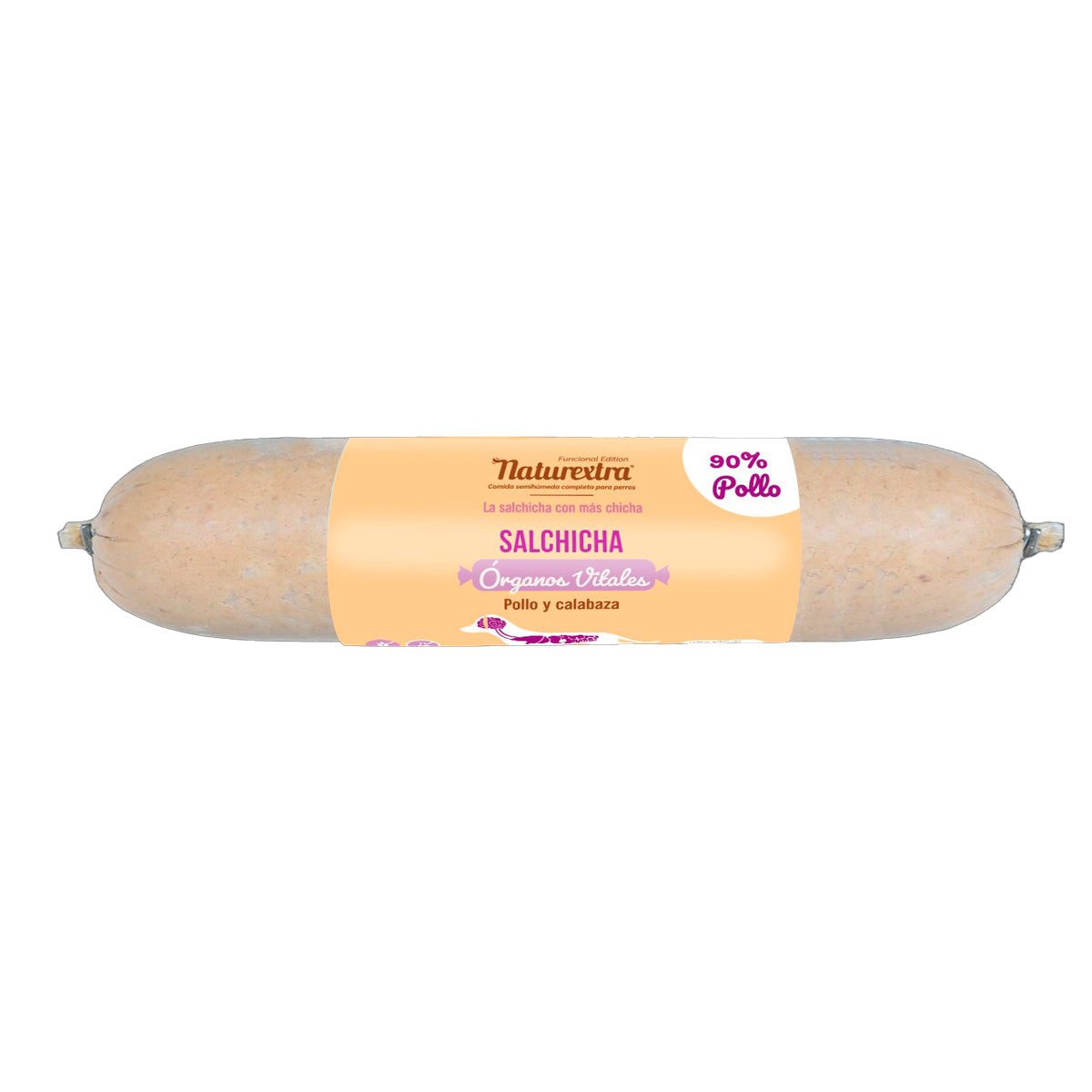 Salchicha funcional para perros para órganos vitales con pollo y calabaza 500 g NaturExtra