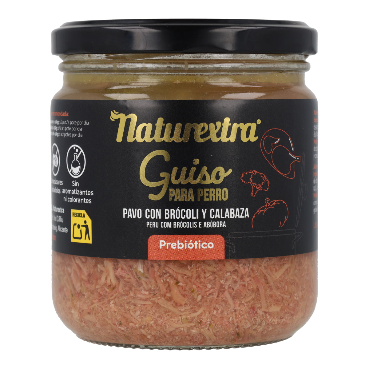 Guiso natural para perros con pavo, brócoli y calabaza 300 g NaturExtra