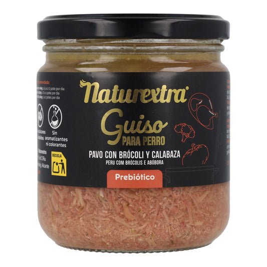Guiso natural para perros con pavo, brócoli y calabaza 300 g NaturExtra