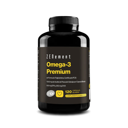 Omega 3 Premium 1000 mg 500 mg EPA 250 mg DHA Zenement 120 cápsulas blandas