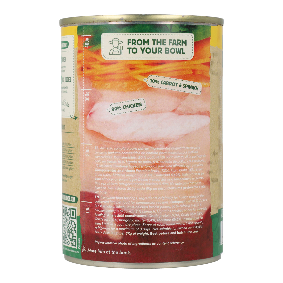 Lata Filosofía BARF de POLLO Wild Balance 400gr