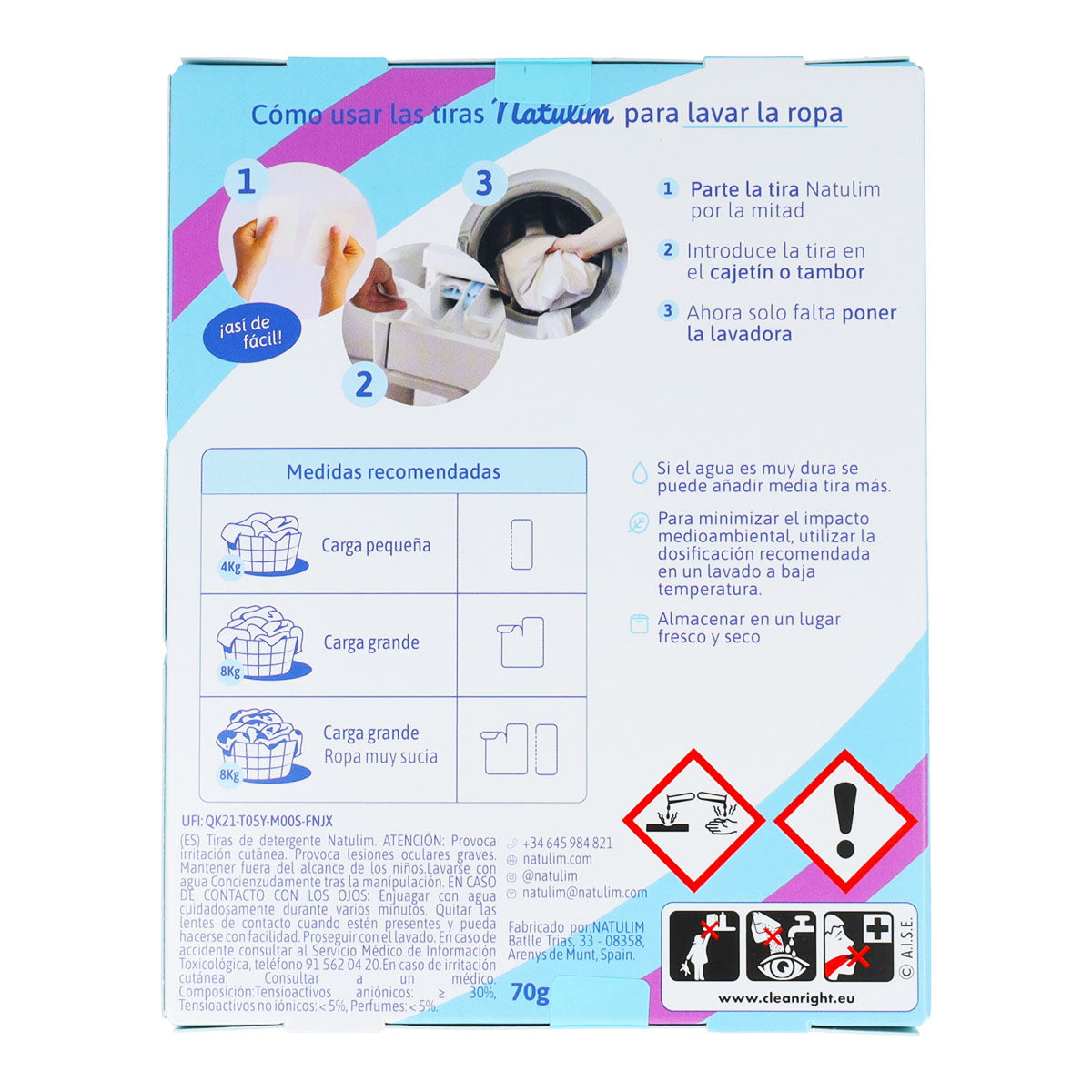 Pack 10x Eco Tiras de Lavar lavanda, Natulim, 40 lavados
