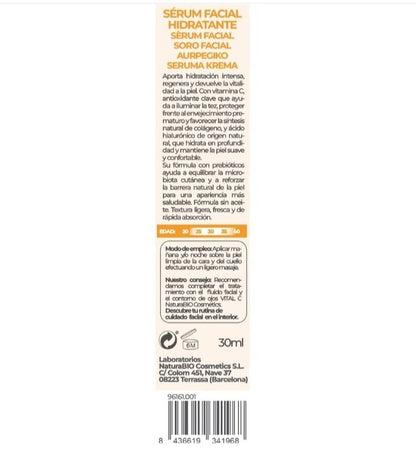 Sérum facial hidratante vital c prebióticos &amp; ácido hialurónico 30 ml