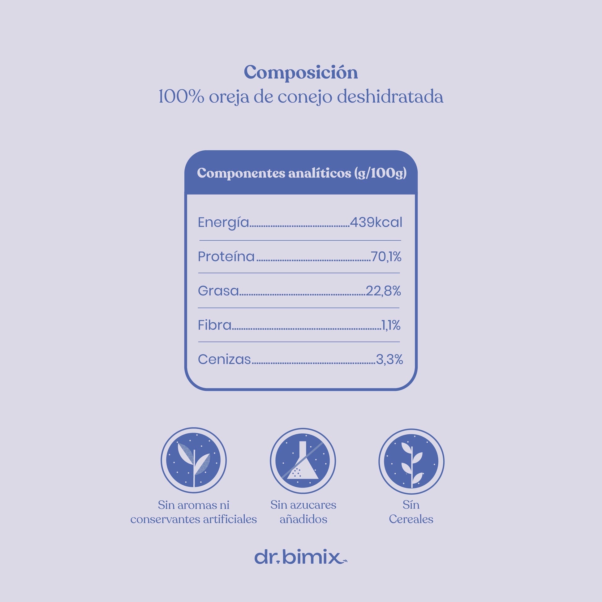 Orejas de Conejo con Pelo para Perros Snack Natural 200 g dr.bimix