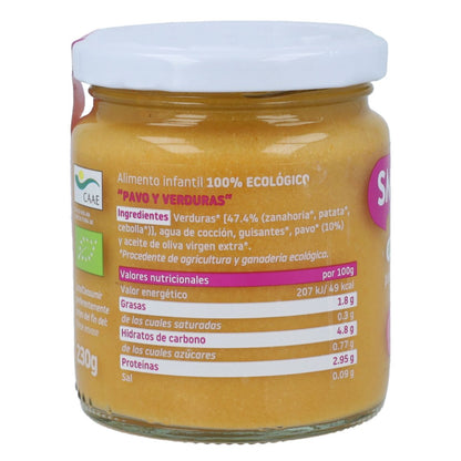 Pack 12x Tarrito BIO pavo y verduras +6 meses Smileat, 230g