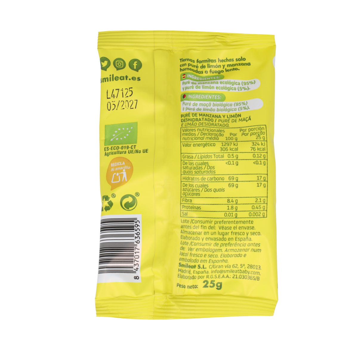 Snack de manzana y limón Eco 25g, Triboo