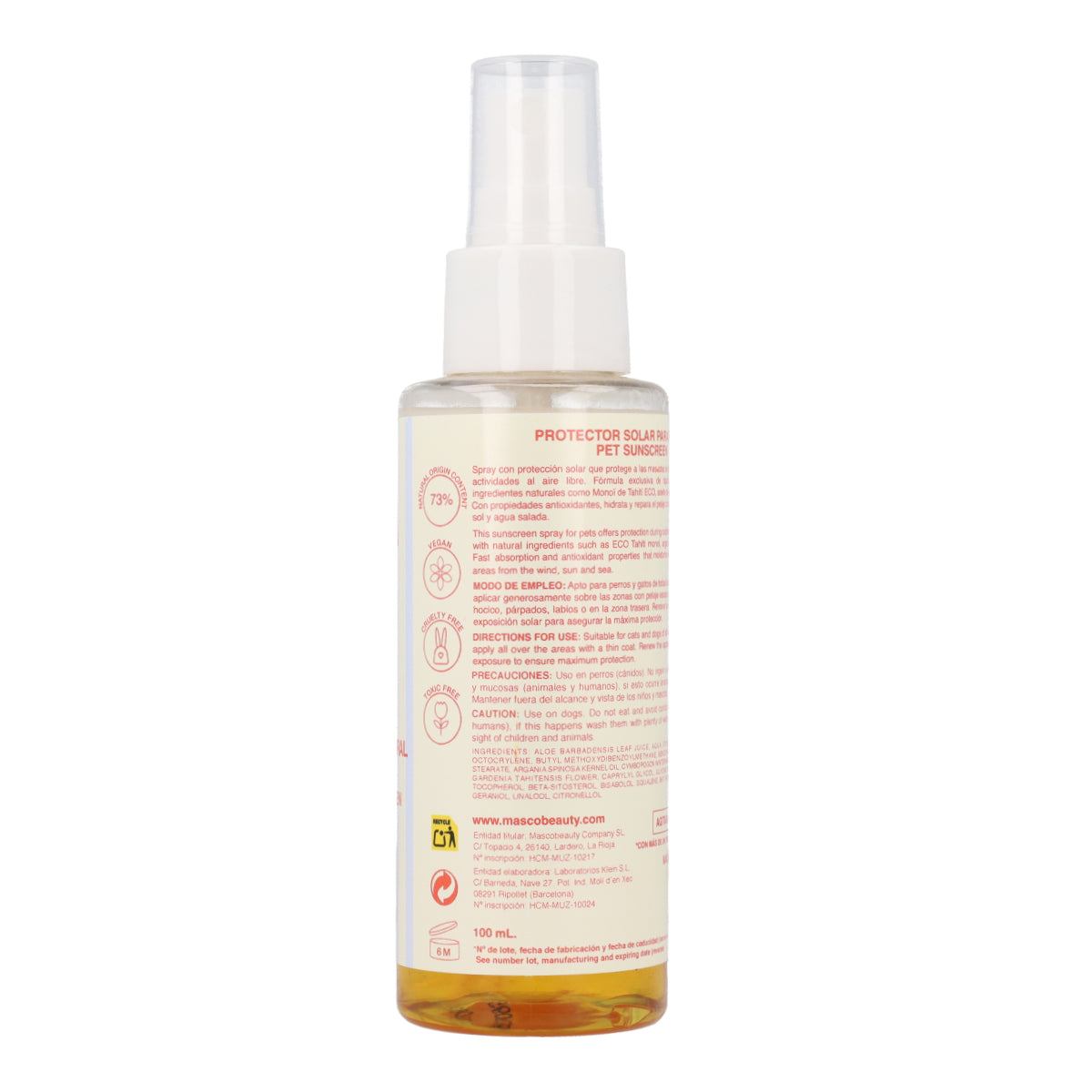Protector solar para perros SPF 30 Masco Beauty 100 ml