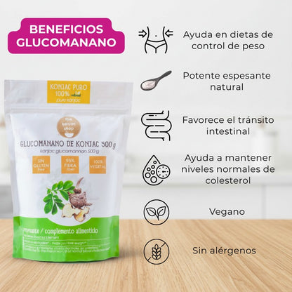 Harina de glucomanano puro  The Konjac Shop 500g