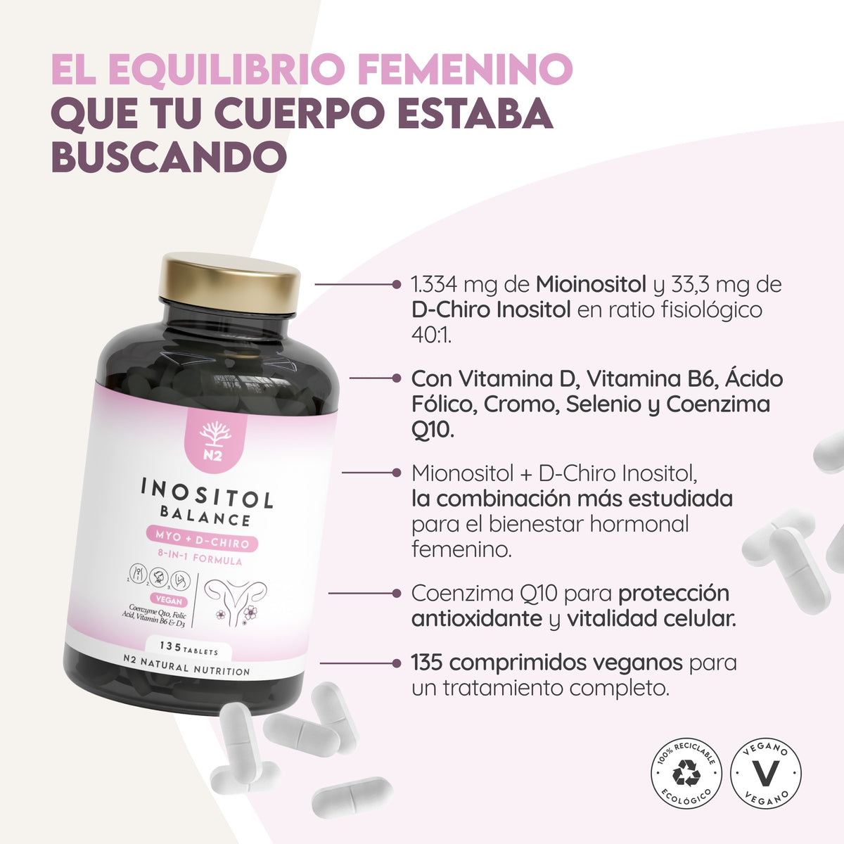 Inositol Balance 30 días Hormonal N2 Natural Nutrition 60 cápsulas