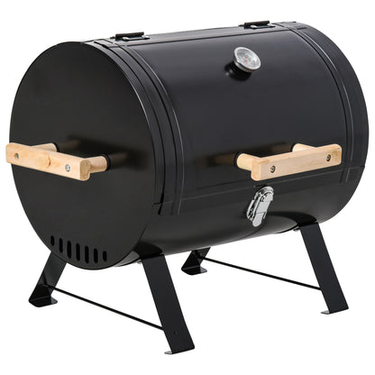 Outsunny Barbacoa De Carbón De Sobremesa Termómetro Y Asas Bbq 50x35x39cm Negro_0