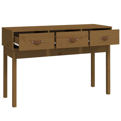 Mesa Consola De Madera Maciza De Pino Marrón Miel 114x40x75 Cm_2