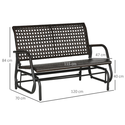 Outsunny Mecedora De Ratán De 2 Plazas Para Jardín Marco De Metal Marrón_2